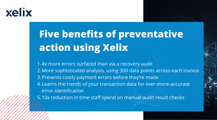 Five benefits of preventative action using Xelix (vs recovery audit)